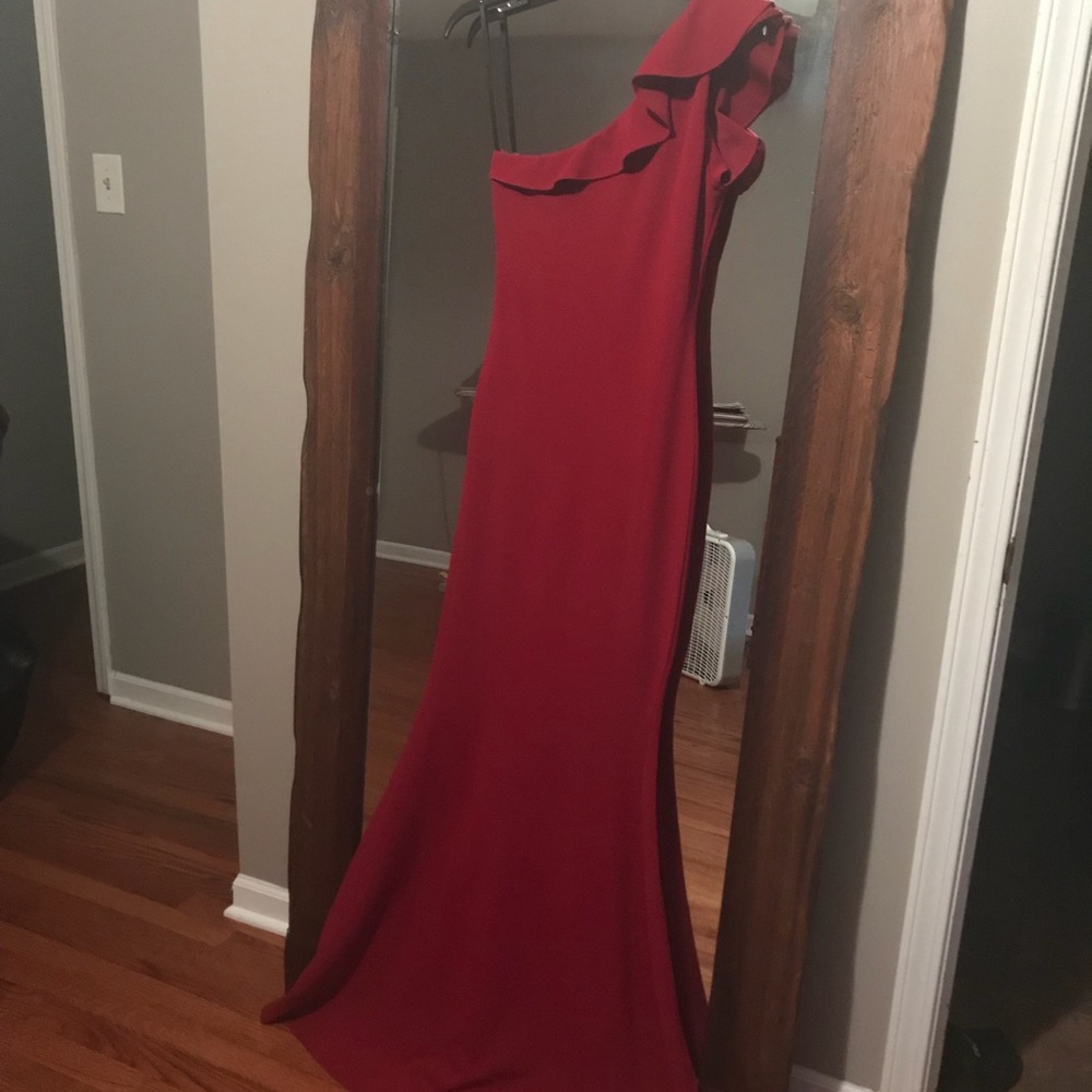 Long off shoulder red dress